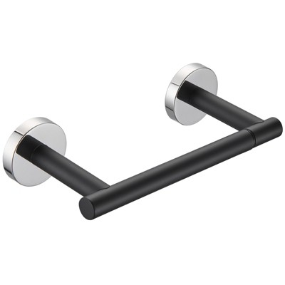 Cobbe Black & Chrome Bathroom Toiler Paper Holder Wall Mount, Double Post Pivoting Toilet Paper Roll Holder, SUS 304 Stainless Steel