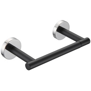 Cobbe Black & Chrome Bathroom Toiler Paper Holder Wall Mount, Double Post Pivoting Toilet Paper Roll Holder, SUS 304 Stainless Steel - 1 of 4