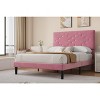 Bed Frames, Velvet Upholstered Bed Frame with Vertical Channel Tufted & Sturdy Wood Slats, Strong Wooden Slats/Platform Bed Frame Easy Assembly - 3 of 4