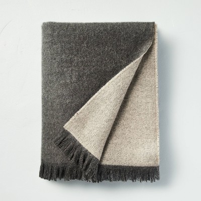 Faux Mohair Fringe Woven Throw Blanket Gray - Hearth & Hand™ with Magnolia