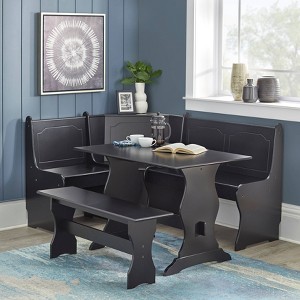 3pc Nook Dining Set Black Buylateral Corner Bench Mdf Seats 4 Farmhouse Style Target