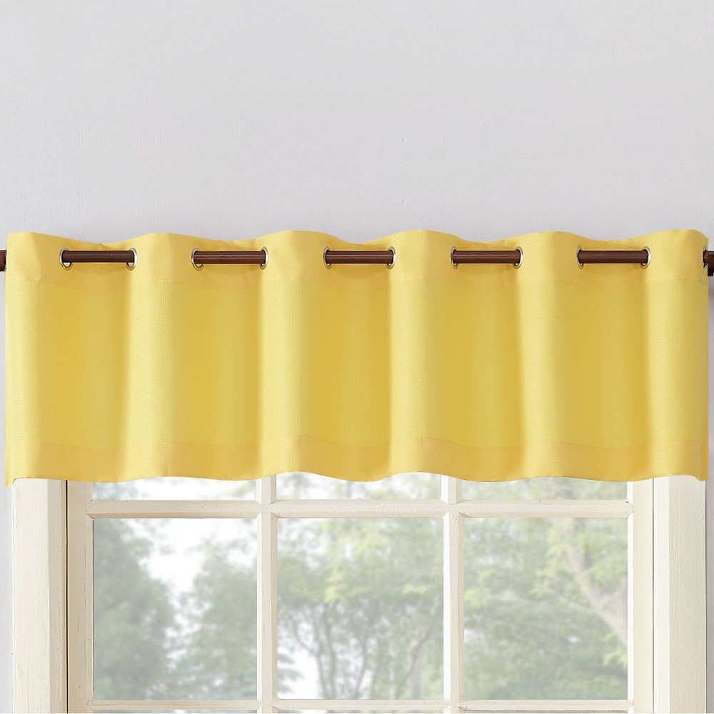 Photos - Curtain Rod / Track 56"x14" Montego Casual Textured Grommet Top Kitchen Curtain Valance Yellow