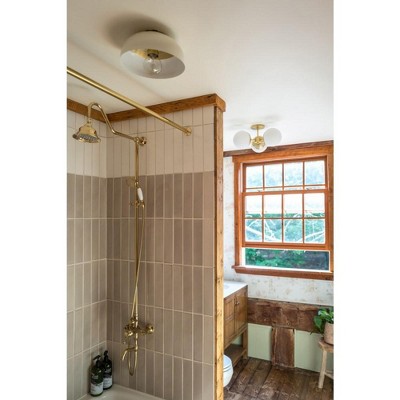 Aged Brass 3-Light Semi-Flush Mount with Opal Matte Glass