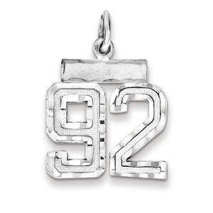 Black Bow Jewelry Sterling Silver, Varsity Collection, Small D/C Pendant, Number 92 - 1 of 4