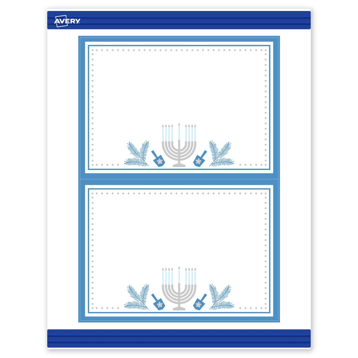 Avery® Invitations, 5" x 7", Matte, Silver Menorah Frame, 40