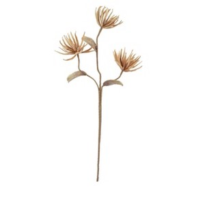 Soft Gold Spiky Floral Stem 38.5"H EVA Foam & Wire Botanical Accent – Flexible Faux Bloom (Set of 6) by Kalalou - 1 of 3