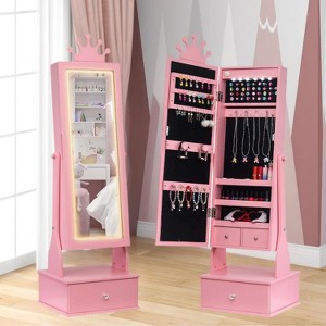 Kids Jewelry Armoire with Mirror & Storage, 46" Vanity Dress-Up Organizer for Birthday/Christmas - 1 of 4
