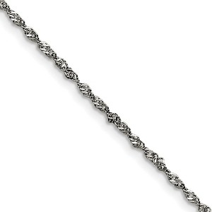 Black Bow Jewelry 2mm Stainless Steel Singapore Chain Necklace - 1 of 4