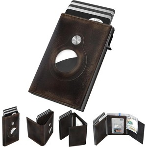 LEVEN SIXTEEN Men's AirTag Leather Wallet, RFID, Slim Carbon Fiber, 9 ...