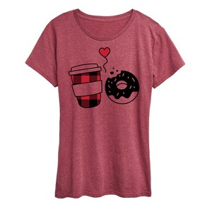 Women's - Instant Message - Coffee And Donut Short Sleeve Graphic T-Shirt - 1 of 4