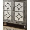 Weathered Gray Finish Console Table with Mirrored Diamond Trim Doors & Wooden Bun Legs, Rustic Entryway Accent Table - 3 of 4