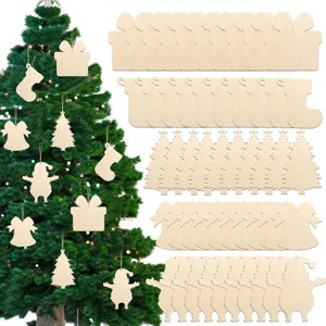 20PCS Unfinished Paintable Blank Wooden Christmas Festival Decoration Ornaments 5 Designs Xmas Tree Hanging Wood Slices DIY Art Crafts - 1 of 4