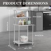 Acekool Stainless Steel Work Table with Backsplash & Wheels, Adjustable Under Shelf, 12x30/36/48in, for Kitchen, Restaurant, Laundry - 2 of 4