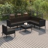 vidaXL Patio Lounge Set - 8 Piece Black Poly Rattan Garden Furniture with Cushions - Weather-Resistant, Sturdy, and Comfortable Modular Design - 2 of 4