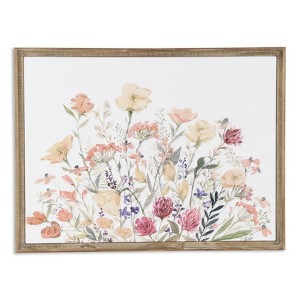 HomeRoots 24" X 32" Natural And White Flower Bouquet Metal And Wood Framed Art - 1 of 4