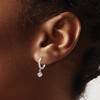 Chisel Stainless Steel Polished White Zircon Dangle Hinged Hoop Earrings - 3 of 4