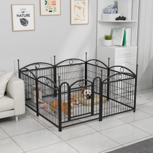LAOTIES 24" Metal Dog Playpen,8 Panel Foldable Pet Exercise Fence with Door,Heavy Duty Indoor Play Yard for Dogs And Small Animals - 1 of 4