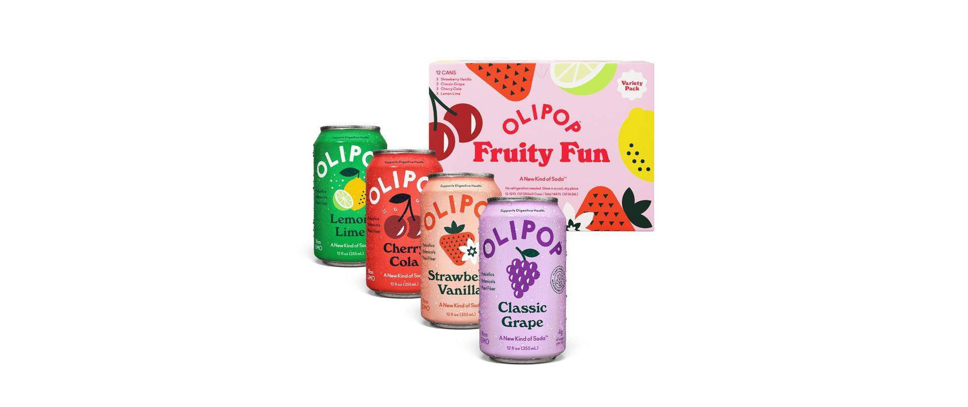 OLIPOP Fruity Fun Variety Pack Prebiotic Soda - 12pk/12 fl oz Cans