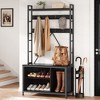Industrial Hall Tree with Bench, Coat Rack, Shoe Storage, Entryway Bench with Cubbies - 2 of 4