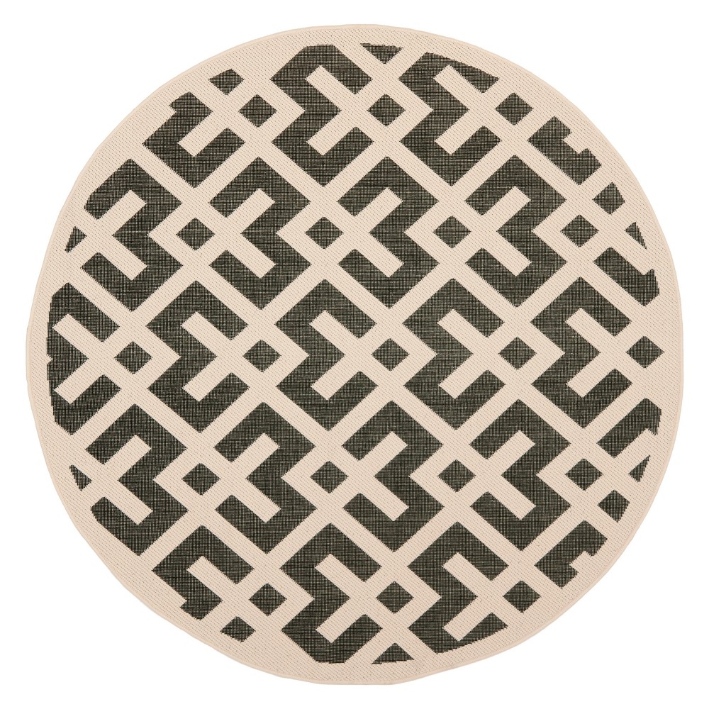 5'3in Round Claudette Outer Patio Rug Black/Beige - Safavieh