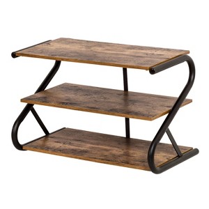 Honey-Can-Do 3 Shelves Z-Frame Wooden Shoe Rack with Matte Black Metal: Small Shoe Storage for Closet, Holds 9 Pairs - 1 of 4