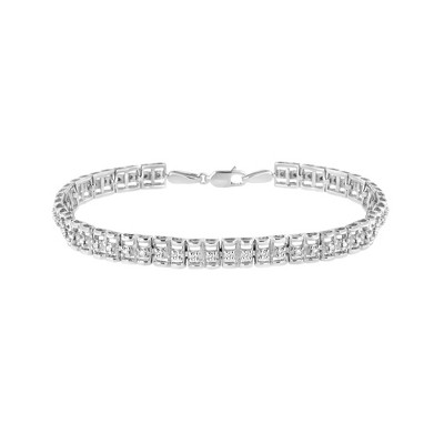 Haus of Brilliance Silver 1/10 Cttw Diamond Double-Link Rolex Tennis Bracelet