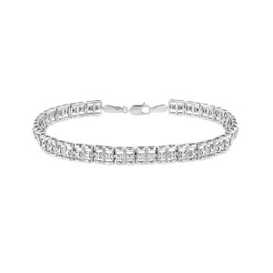 Haus of Brilliance Silver 1/10 Cttw Diamond Double-Link Rolex Tennis Bracelet - 1 of 4
