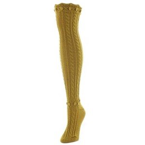 Memoi Dotty Diamond Chunky Knit Over-The-Knee Warm Socks - 1 of 2