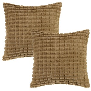 Unique Bargains Checkered Faux Fur Plush Fuzzy Cozy Pillowcases 2 Pcs - 1 of 4