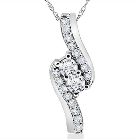 Pompeii3 3/4 Ct TDW Diamond Forever Us Two Stone Pendant Necklace in White or Yellow Gold - image 1 of 4