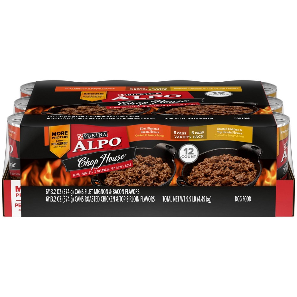 UPC 011132109295 product image for Purina Alpo Chop House Adult Wet Dog Food Filet Mignon & Bacon Flavors & Roasted | upcitemdb.com