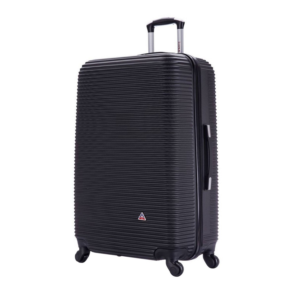 Photos - Luggage InUSA Royal Lightweight Hardside Large Checked Spinner Suitcase - Black 