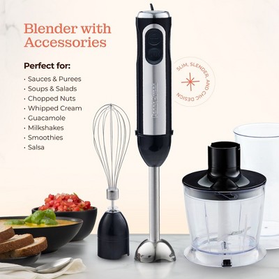 800W Stainless Steel 2-Speed Immersion Blender Set with Attachments