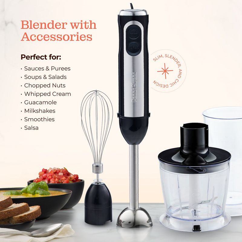 Peach Street Electric Immersion Blender Handheld, 500W Turbo Mode, Hand Kitchen Blender Stick for Soup, Smoothie, Puree, Baby Food, Stainless Steel, 2 of 11