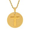 Steeltime 24" Men's 18k gold plated stainless steel round portuguese prayer and cross pendant - 2 of 4