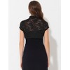 INSPIRE CHIC Women's Lace Stand Collar Pearl Button Short Sleeve Cropped Shrug - 4 of 4