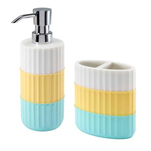 Izod Clubhouse Stripe Toothbrush & Lotion Dispenser Set - 1 of 3