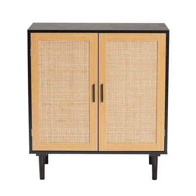 Maureen Wood And Rattan 2 Door Storage Cabinet Espresso/natural Brown ...