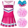Joyfy Halloween Cheerleader Costume for Girls Cheerleader Uniform Child Cheerleader Costume for Halloween Party - Pink / Blue - 2 of 4