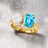 Ross-Simons 7.5-8mm Cultured Pearl and 2.90 Carat Swiss Blue Topaz Toi Et Moi Ring in 18kt Gold Over Sterling - 4 of 4