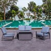 Courtyard Casual Cabo 4 pc Loveseat Fire Pit Set  Includes: One Loveseat, One Fire Pit and Two Club Chairs  Aluminum Frame with Sunbrella Cushions - 2 of 4