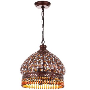 Sultan Jeweled Pendant Lamp - LIT4496 - Dark Brown - Safavieh - 1 of 2