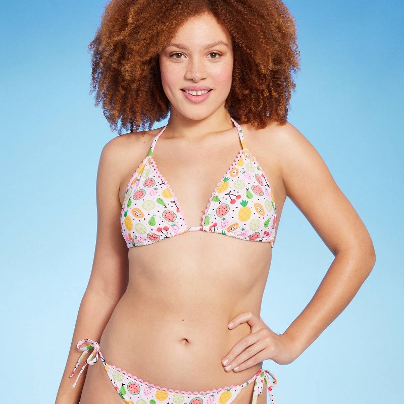 Women's Fruit Print Triangle Bikini Top - Wild Fable™ White, 5 of 11