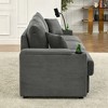 Oversize 102" Corduroy Upholstery Sectional Sofa Bed with 2 Storage Ottoman, Cup Holders & Phone Holder - 3 of 4