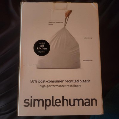simplehuman 45L 100ct Code M Custom Fit Trash Bags Liner White