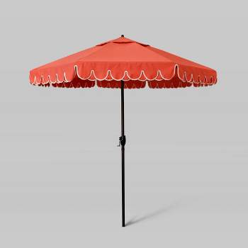 7.5' Sunbrella Scallop Base Market Patio Umbrella with Auto Tilt - Bronze Pole - California Umbrella