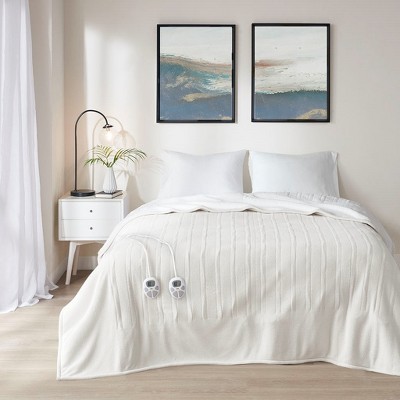 ETL certified 100% polyester Electric Blanket Solid Fleece to Faux-Shearling Heated Blanket