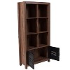 Flash Furniture New Lancaster Collection 59.5"H 6 Cube Storage Organizer Bookcase with Metal Cabinet Doors in Crosscut Oak Wood Grain Finish - image 3 of 4