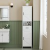 Aoibox 67 Inch Tall Bathroom Storage Cabinet with Adjustable Shelves 2 Barn Doors 1 Drawer Slim White Floor Unit for Small Spaces - 2 of 4