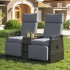 PAGED 80-145° Adjustable Accent Chairs with Built-In Storage Table, High Back Patio Recliner Loveseat with Footrest for Porch & Backyard - 2 of 4